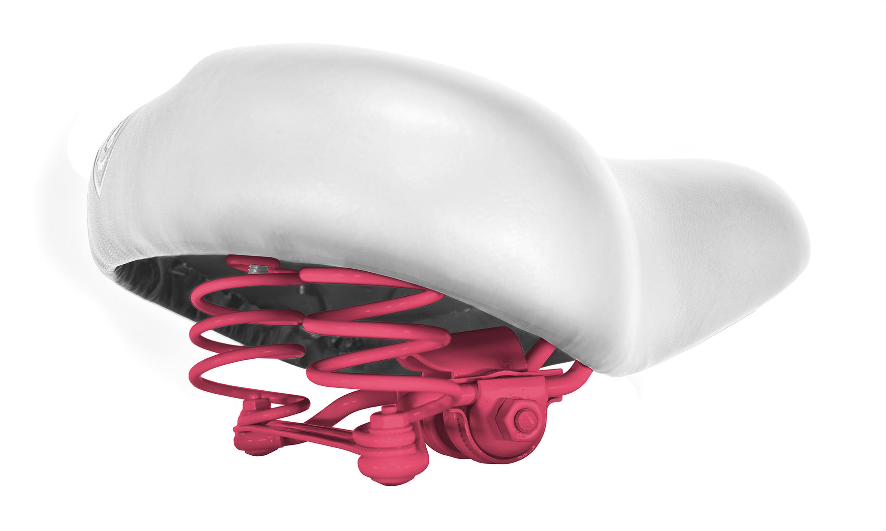 White Cruiser Saddle with Colored Hardware | Villy Custom