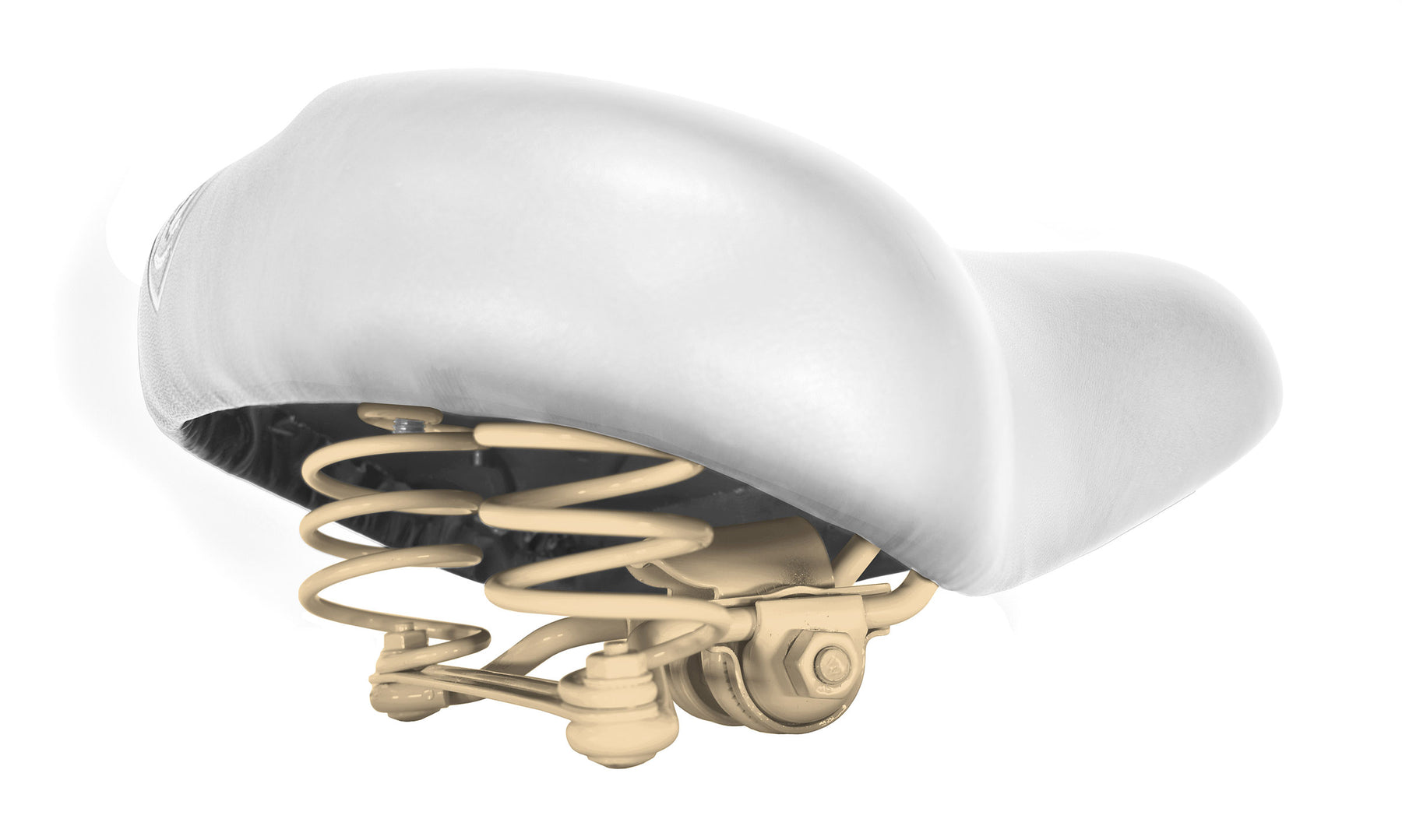 White Cruiser Saddle with Colored Hardware | Villy Custom