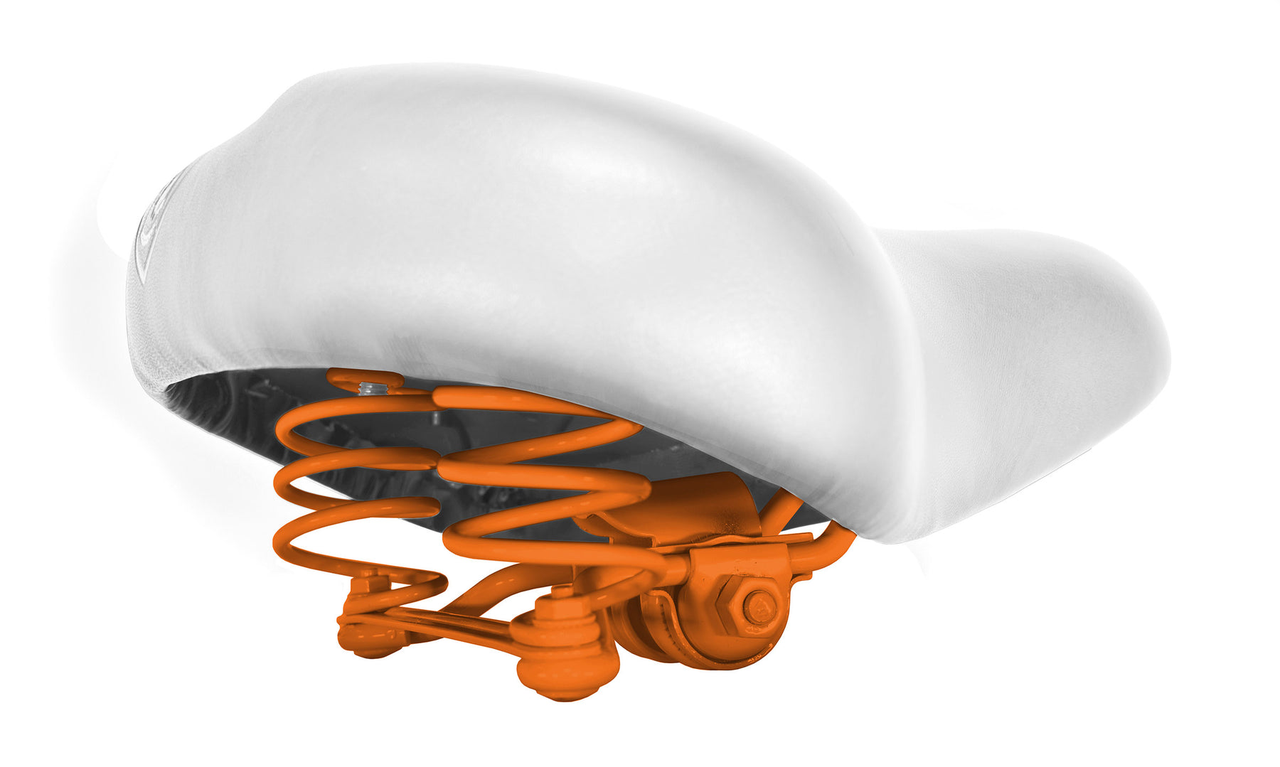 White Cruiser Saddle with Colored Hardware | Villy Custom