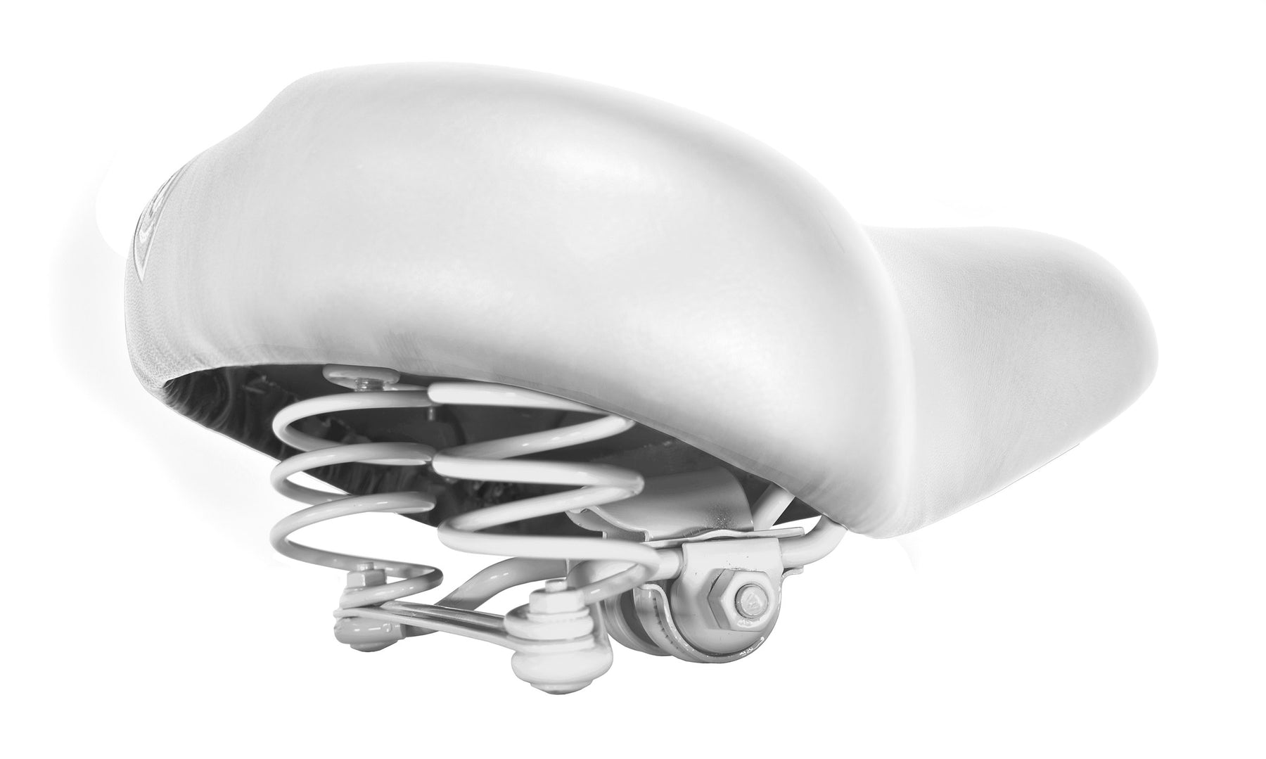 White Cruiser Saddle with Colored Hardware | Villy Custom