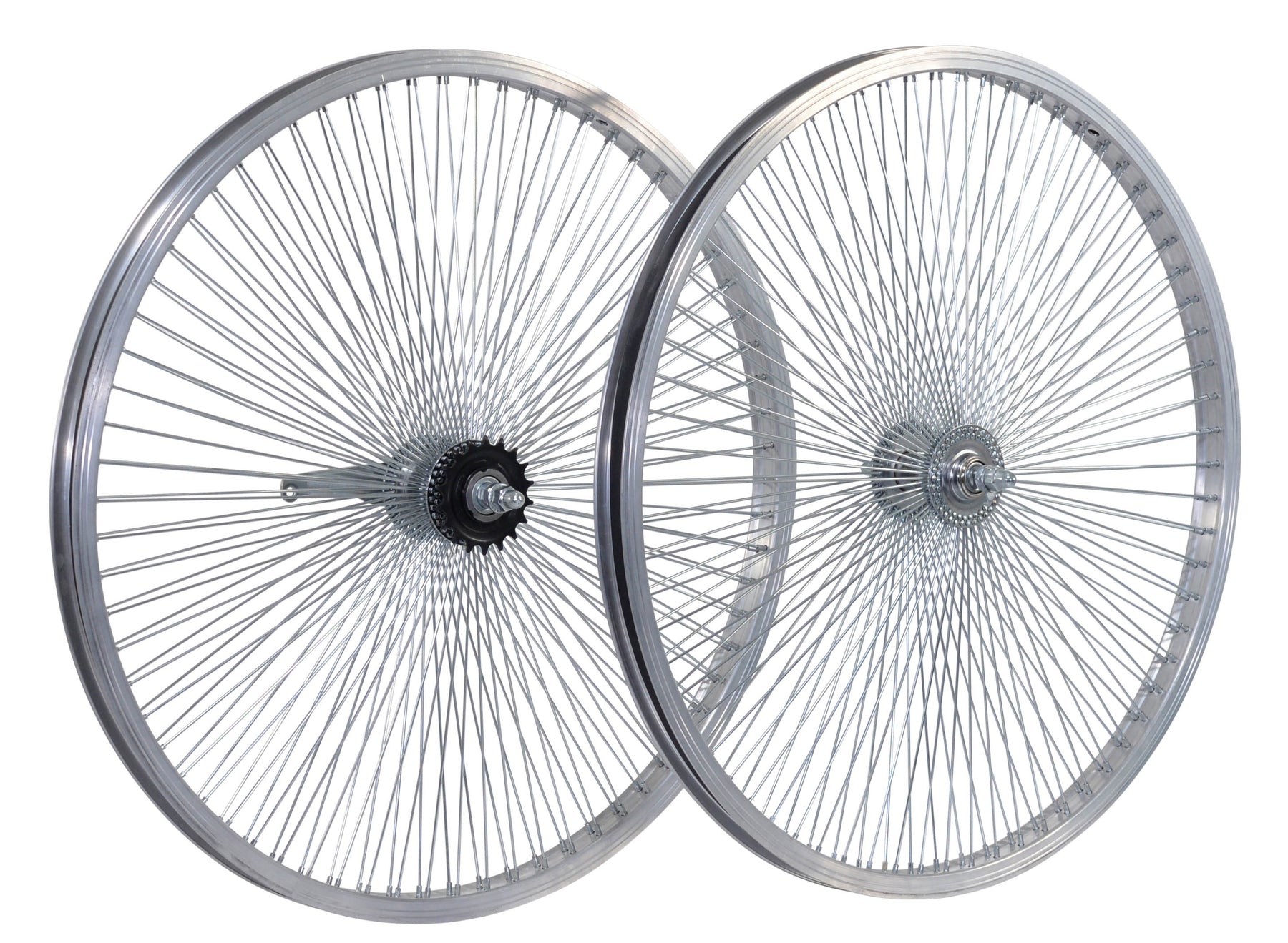 thumbnail image 2 of Vintage Lowrider 26" 144 Spoke Chrome Dayton Rim Set – With White Wall Brick Tires 2 of 5